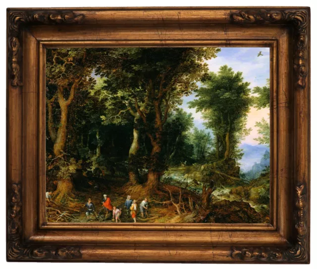 Brueghel Wooded Landscape Abraham and Isaac Wood Framed Canvas Print Repro 11x14