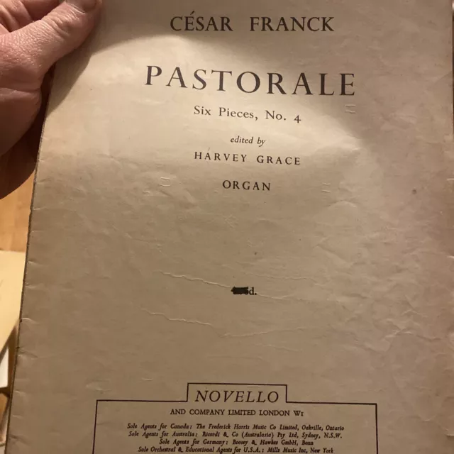 FRANCK, Cesar – Pastorale. Ashdown. For organ. Sheet music.