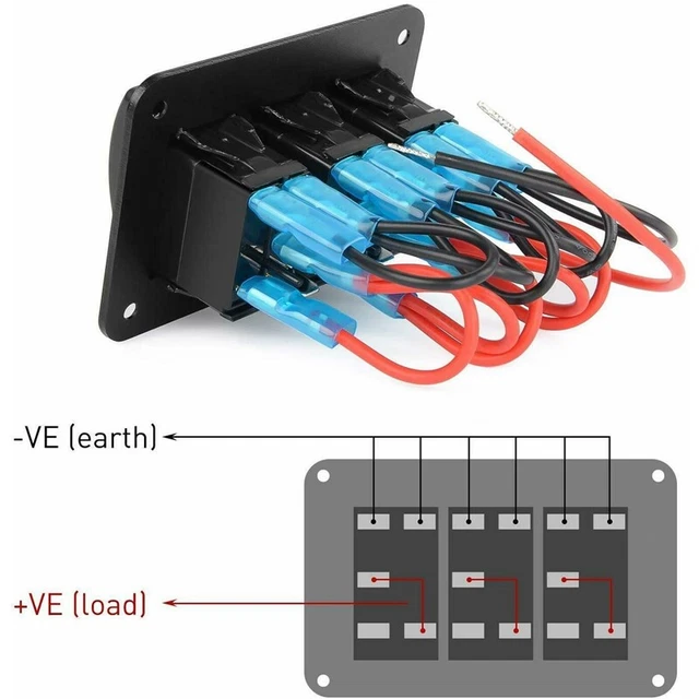 1pc 4 Gang Aluminum Rocker Switch Panel Toggle Dash 5 Pin ON/Off Pre