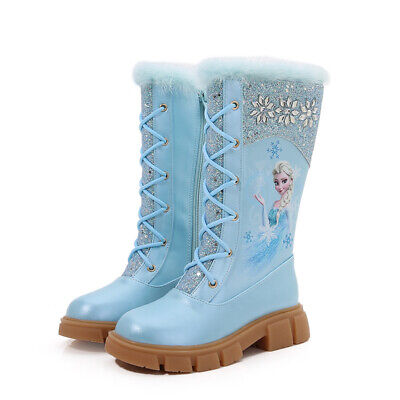 NEW 2023 Frozen Kid Girl Elsa Princess Cosplay Party Plush Fleece High Boots