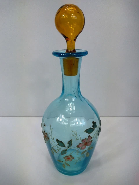 Ancienne Carafe Flacon Verre Emaille Modele Georges Sand Email