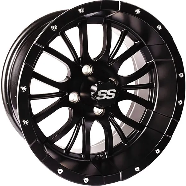 Black 12x7, 4/4, 3+4 Ocelot E122 Golf Cart Wheel - 847-127122-21