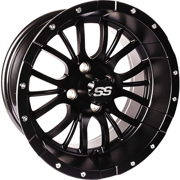 Black 12x7, 4/4, 3+4 Ocelot E122 Golf Cart Wheel - 847-127122-21