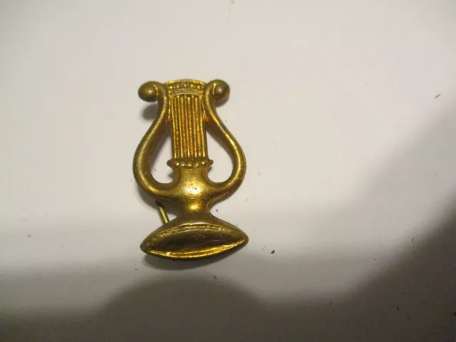 Military Army Collar  Musicians Corps of Cadets Lyre gold tone  original pin