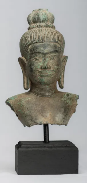Antique Khmer Style Bronze Vishnu Torso Statue - Protector -27cm/11"