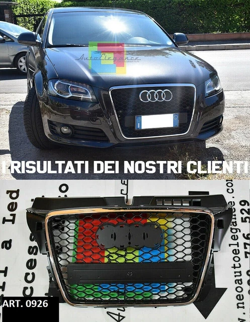 Griglia Anteriore Compatibile Con Audi A3 8P RS Tipo 2008 2009 2010 2011 2012 Sportback 3 Porte 5 Porte Griglia Centrale Anteriore Sport GV-44 Griglia A Nido D'ape Sport Griglia Sport Nero - Foto 4
