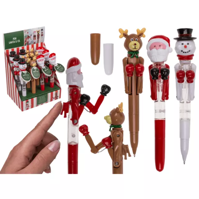 Christmas Pens Novelty Punching Reindeer Santa Snowman Stocking Filler Xmas Gift