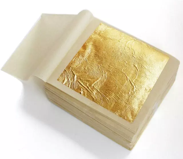 Pure 24K Gold Leaf Sheet Book Food Grade Edible Decorating Art Craft 4.3*4.3C...