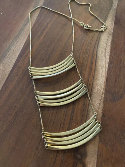 Madewell Boho Gold Toned Multi-Layer Ladder Necklace 2