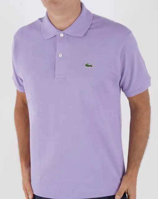 Lacoste Men's Classic Polo Shirt Purple - Short Sleeve, Pique Cotton