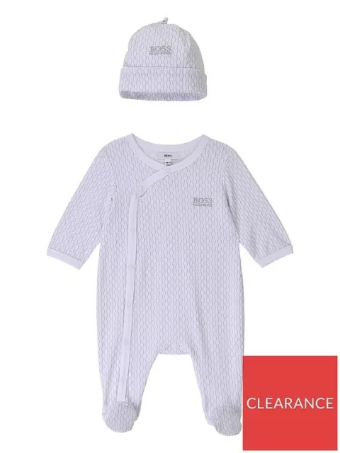 HUGO BOSS Bébé Ensemble Pyjama & Chapeau Blanc Garçon Fille Cadeau Boite 18 Mois