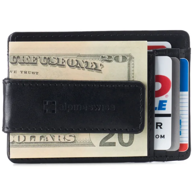 Alpine Swiss Mens RFID Minimalist Money Clip Front Pocket Wallet Slim ID Holder