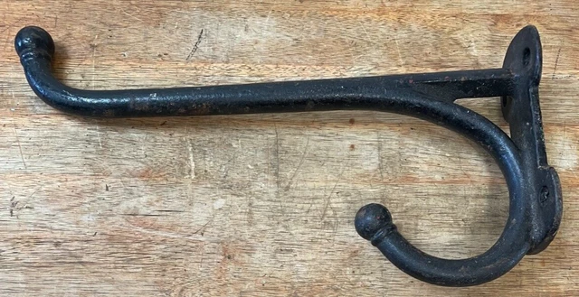 Vintage LARGE Heavy Duty COAT HOOK 12" Cast Iron tack harness barn hat wall