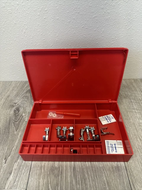 Lot of Bernina Record 830 Accessories In Red Case - Feet, Needles, Tools, Etc. Lot of Bernina Record 830 Accessories In Red Case - Feet, Needles, Tools, Etc.