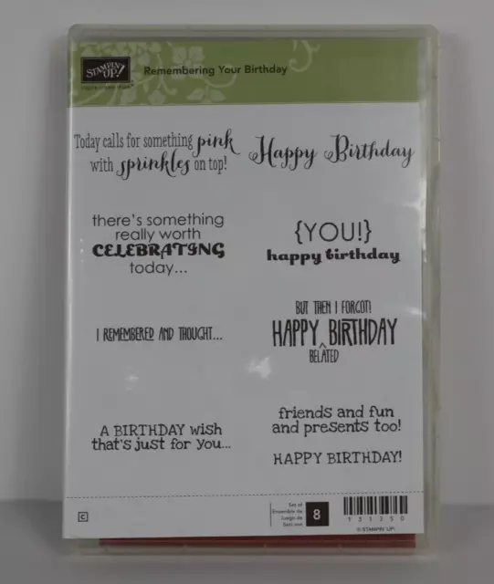 Stampin' Up Stamp Set REMEMBERING YOUR BIRTHDAY - Words Phrases RUBBER UNMOUNTED