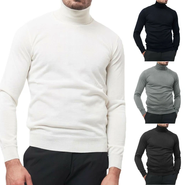Dolcevita Uomo Maglione Collo Alto Manica Lunga Maglioncino Sottogiacca