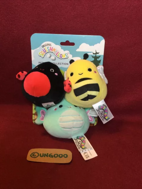 3.5” LADY BUG BEE BUTTERFLY Set Dog Toys Squishmallow Pet Collection Plush Toy