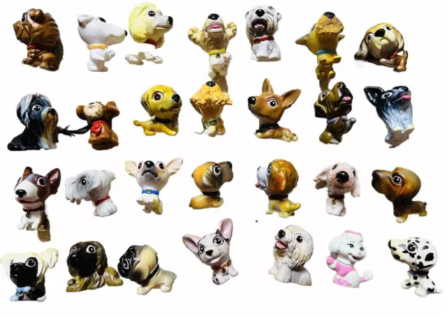 Mixed Lot 28 Dog Figurines Plastic Vintage+bed+dish+bone+stickers dalmatian