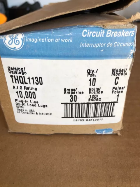 GE GENERAL ELECTRIC THQL1130 NEW CIRCUIT BREAKER 1 POLE  30 AMP 240V (Box Of 10)