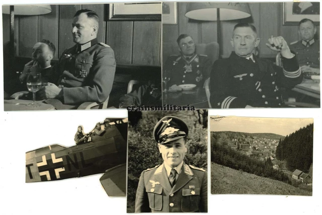 5x Orig. Foto Offiziere Flugzeug Piloten am Flugplatz GOTHA Friedrichsroda 1941