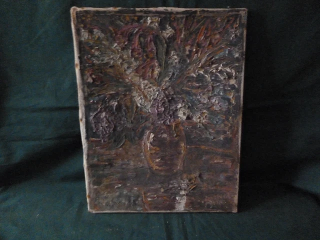 peinture a l huile expressionniste sur   toile tout en pate  signé