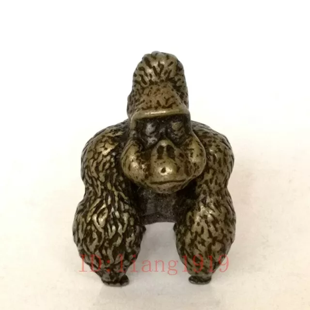 Collection Chinese Bronze Carving Gorilla Statue Lovely Family Decoration Gift