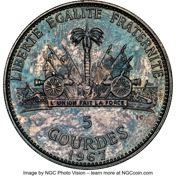 1967IC Haiti Silver 5 Gourdes Discovery of America PF 65 Cameo NGC