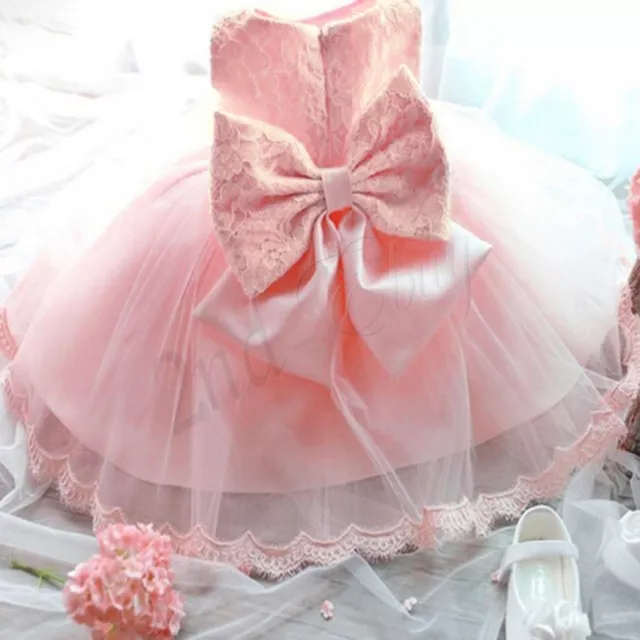 Wedding Party Christening Gown Formal Pageant Ruffle Baby Girl Flower Tutu Dress