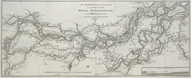Bangladesch Ganges Brahmaputra Original Kupferstich Landkarte Bernoulli 1788