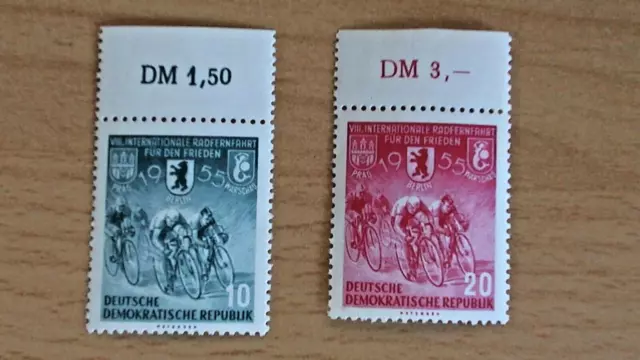 DDR Michel Nr. 470 + 471 ; Internationale Radfernfahrt mit Oberrand postfrisch