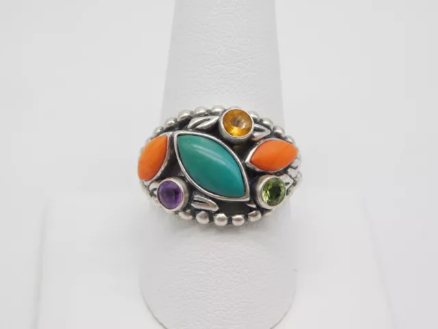 Southwest Designer Carolyn Pollack Sterling Silver Amethyst Citrine Stone Ring