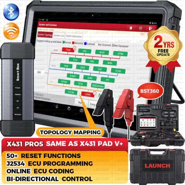 2024 LAUNCH X431 PRO 5 PAD V Car Diagnostic Scanner J2534 Programming Key Coding