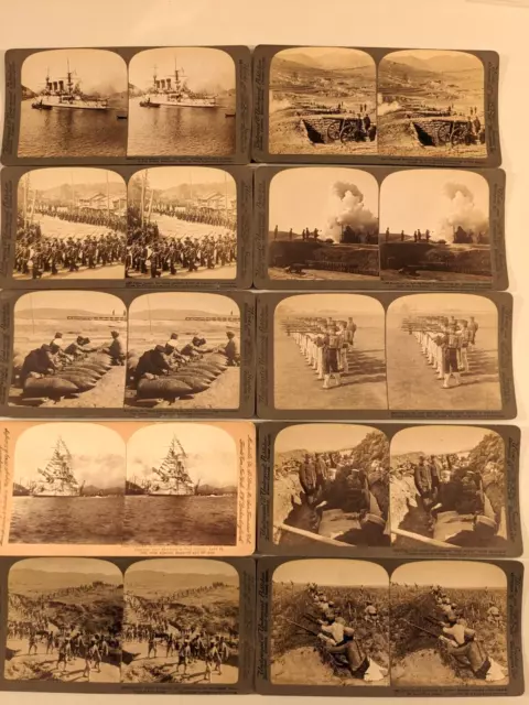 10 Russo Japanese War Stereoview Photos Port Arthur Manchuria Soldiers Military