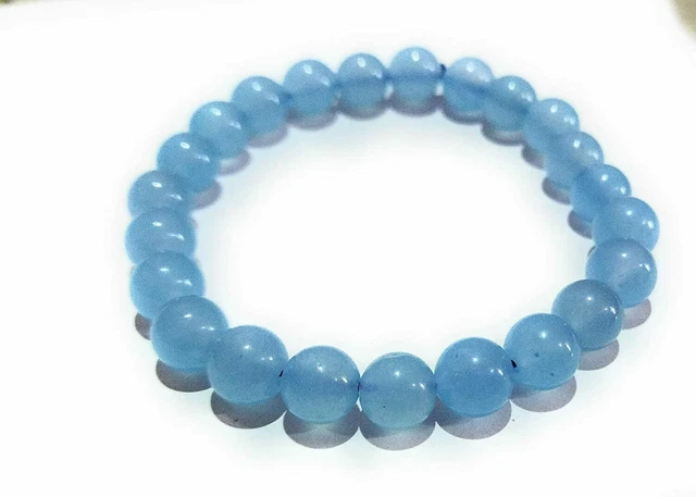 Bracelet en agate calcédoine bleue, pierre de cristal naturel, propriétés...