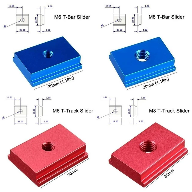 Slider de piste durable M6/M8 T avec écrou en alliage d'aluminium pour outil de