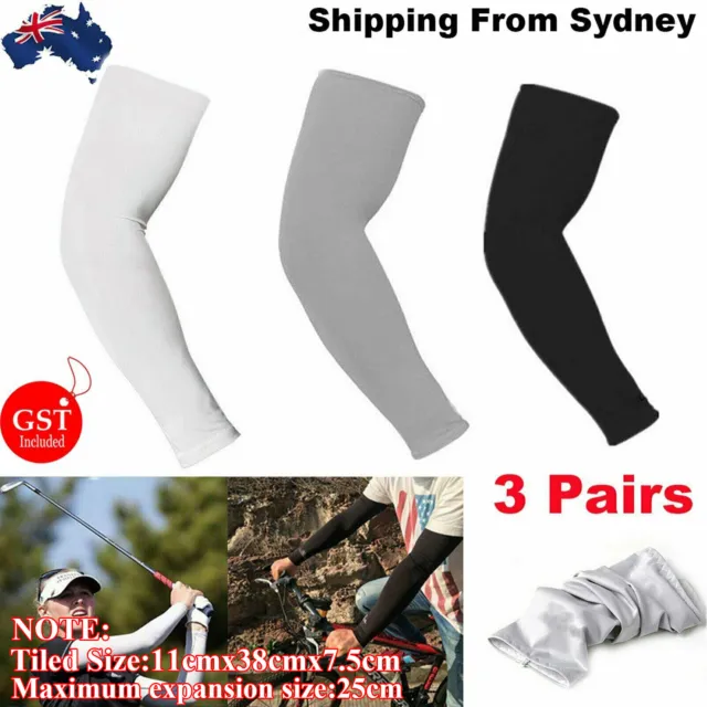 3 Pairs Cooling Sport Arm Stretch Sleeves Sun UV Protection Covers Golf Cycling