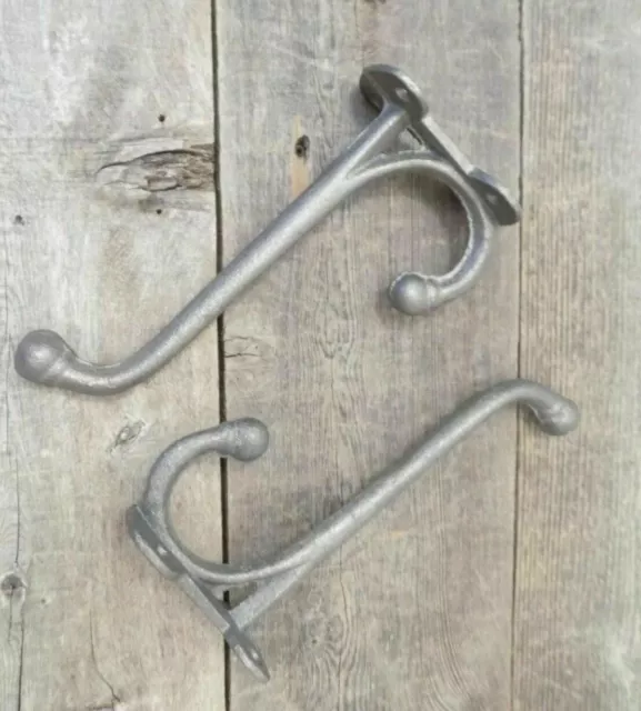 12 Large Harness Hooks Rack Coat Hat Wall Cast Iron Barn Heavy Duty 7 1/2" Long 3