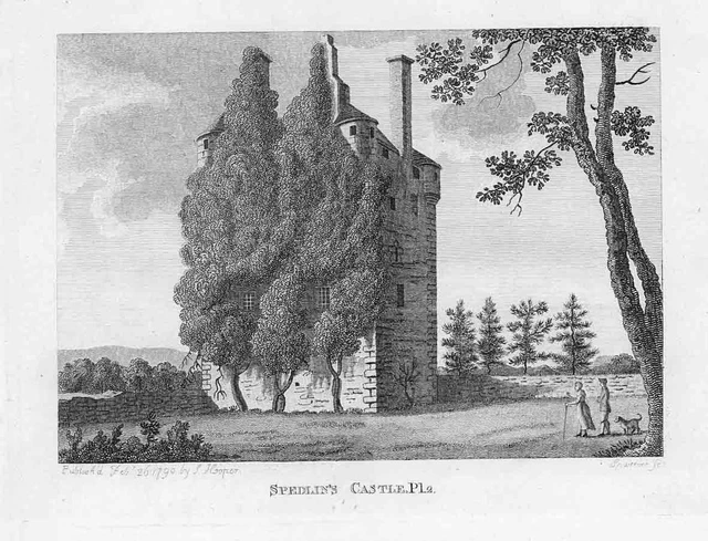 1797 Antique Print SPEDLIN'S CASTLE PL.2 Lockerbie Dumfries and Galloway (GS176)