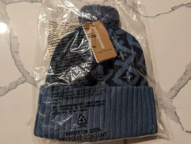 NWT $49   PATAGONIA Knit  Powder Town Beanie  Hat/Unisex         Wavy Blue