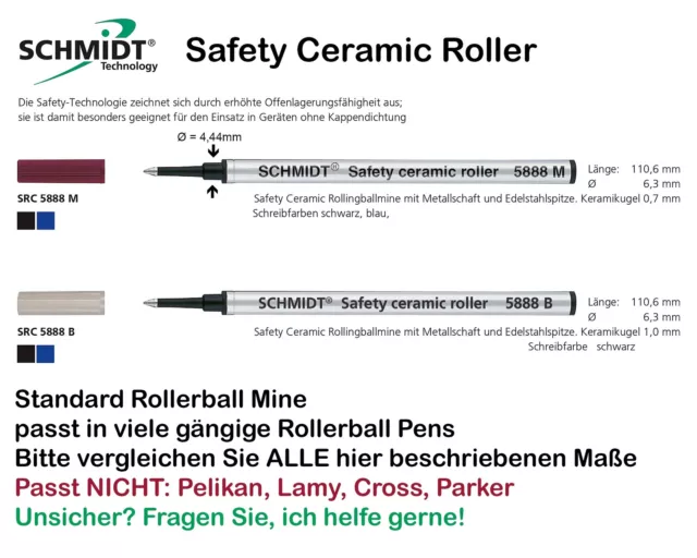 SCHMIDT SRC 5888 Safety Ceramic Roller Metall Mine für Tintenroller + Rollerball