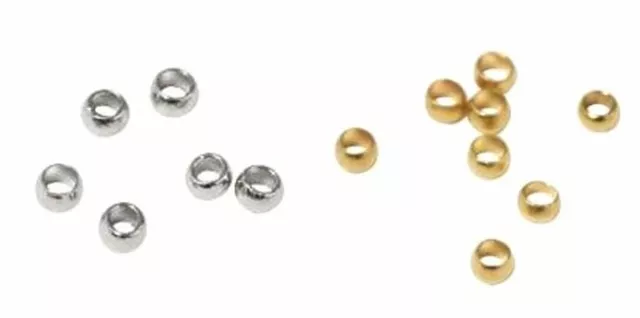 Rayher Quetschperlen 0,8 / 1,5 mm 1,4 / 2 mm 1,8 / 2,5 mm ø gold, silber, platin