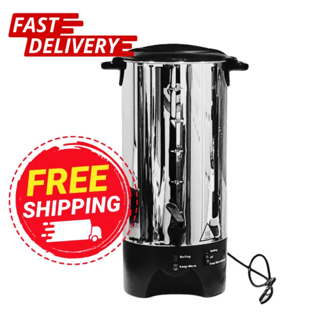 Commercial Water Urn 50 Cup Stainless Steel Coffee Dispenser Fast Brew Shabbat