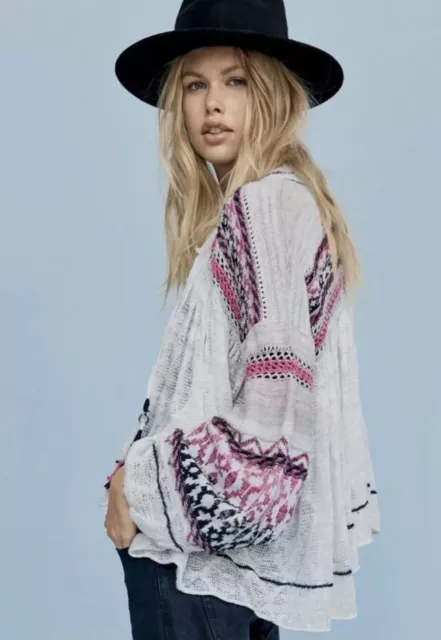 Free People Dreamland Cardigan Sweater Oversized Balloon Sleeve S Small Boho 