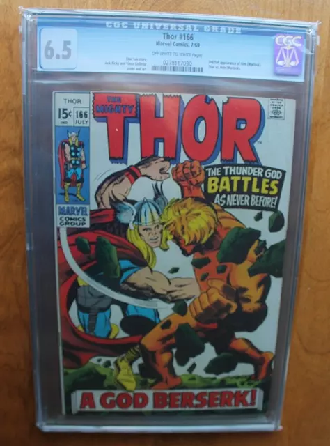 1969 The Mighty Thor #166 CGC Graded 6.5 Marvel Comic Book FREE SHIPPING! (G5)