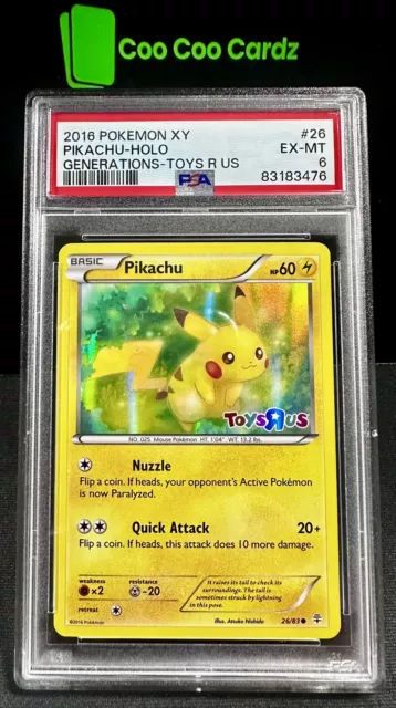 PSA 6 Pikachu 26/83 - Holo Stamped Toys R Us Promo - XY Generations 2016 Pokémon