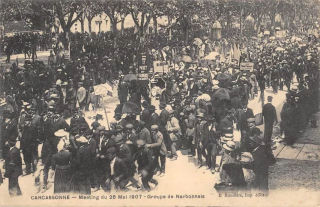 Cpa 11 Carcassonne / Meeting Du 26 Mai 1907 / Groupe De Narbonnais