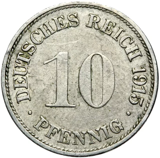 Deutsches Reich - Kaiserreich - J. 13 - Münze - 10 Pfennig 1915 G - SELTEN !