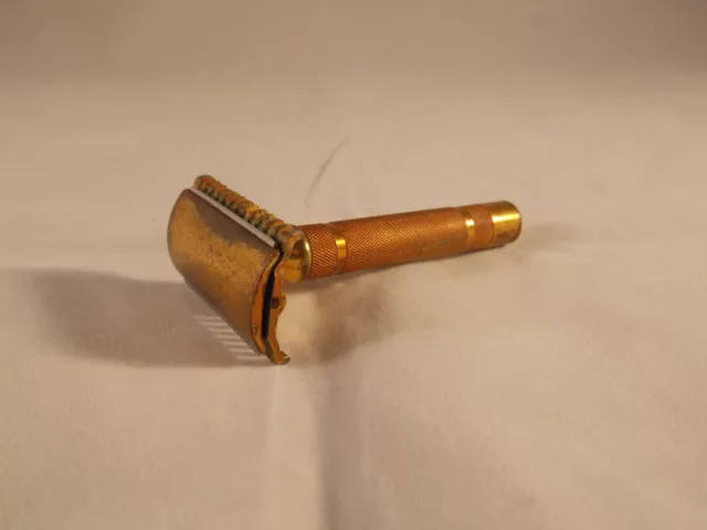 VINTAGE 1930's GILLETTE SAFETY RAZOR - GOLD COLOR