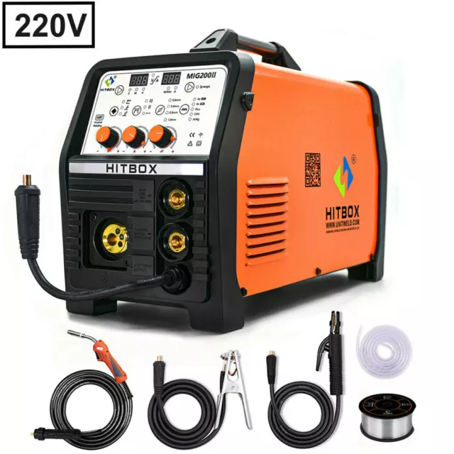 HITBOX 4 IN 1 Synergy MIG TIG ARC Welder 200A IGBT Gas Gasless Welding Mahcine