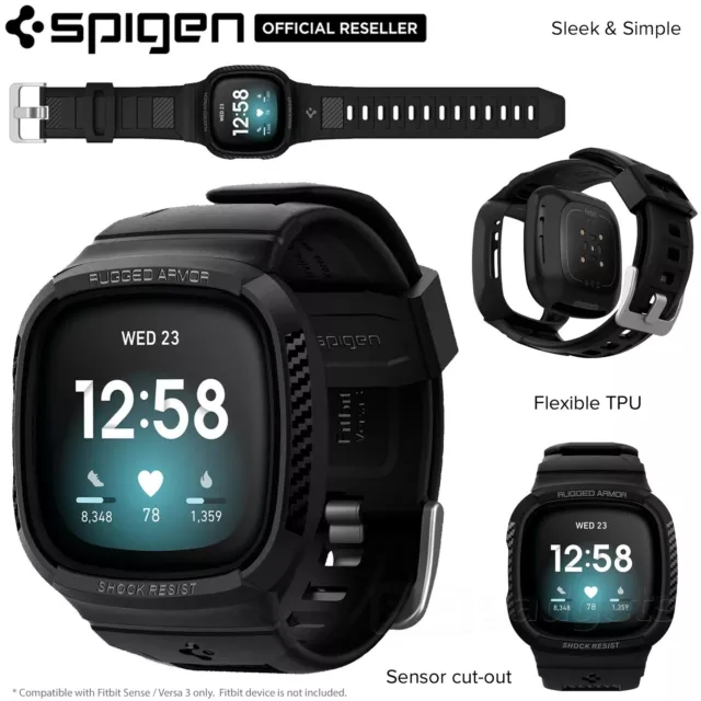 For Fitbit Sense/ Versa 3 Case Genuine SPIGEN Rugged Armor Pro Wristband Cover